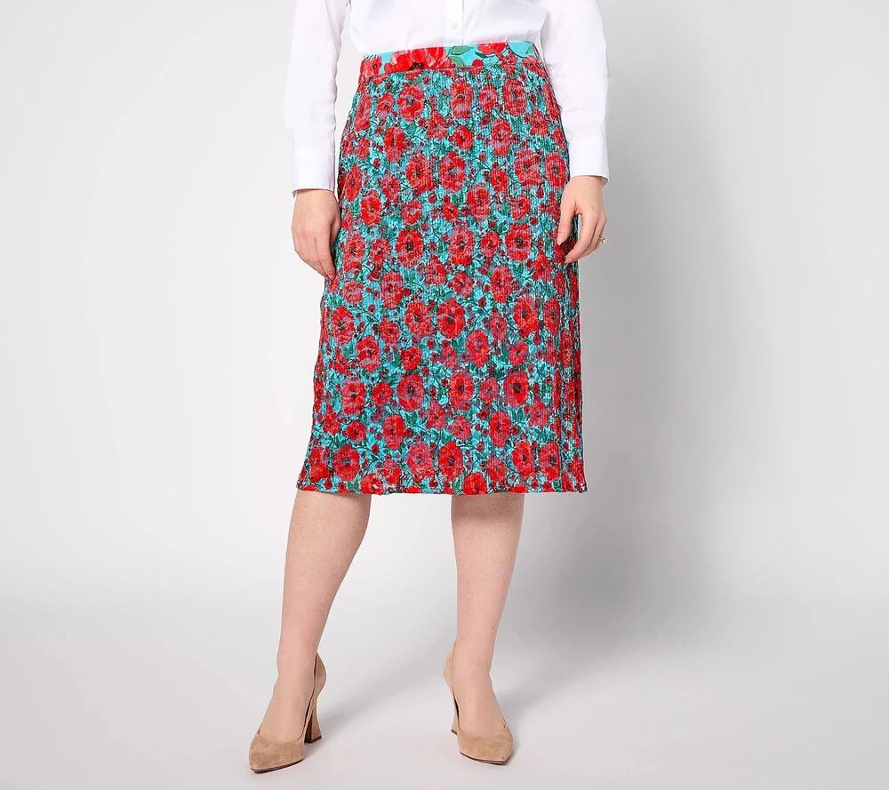 Isaac Mizrahi Live Skirt Womens 3X Printed Lace Floral Midi Pull On Office